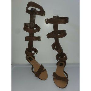 Zara Women Knee High Leather Strappy Sandals 40